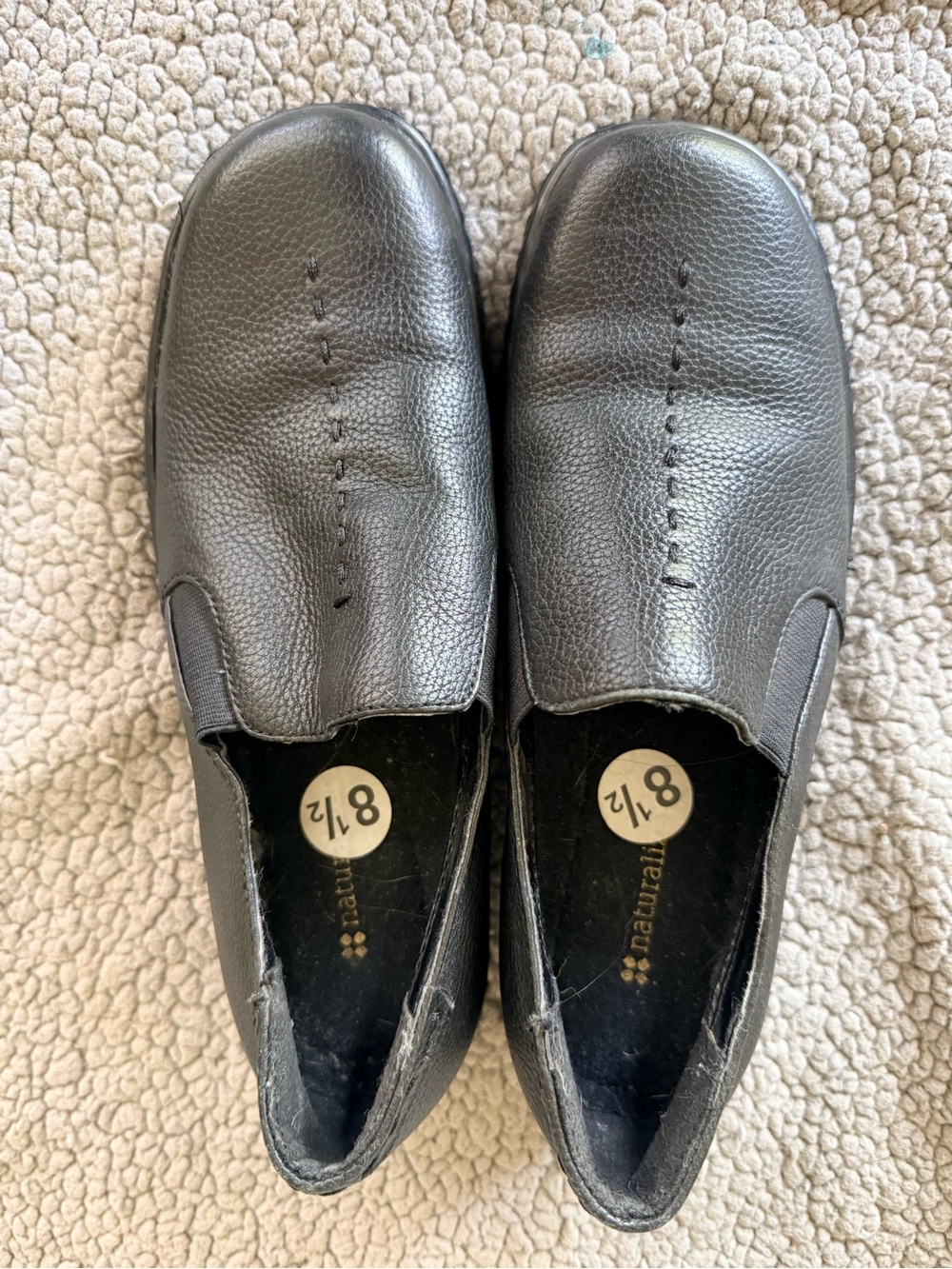 Naturalizer Black Leather Slip-On Flats